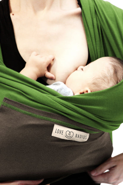 Love radius rekbare draagdoek origineel - Pistachie/Bruin - draagdoek - MamaMilla