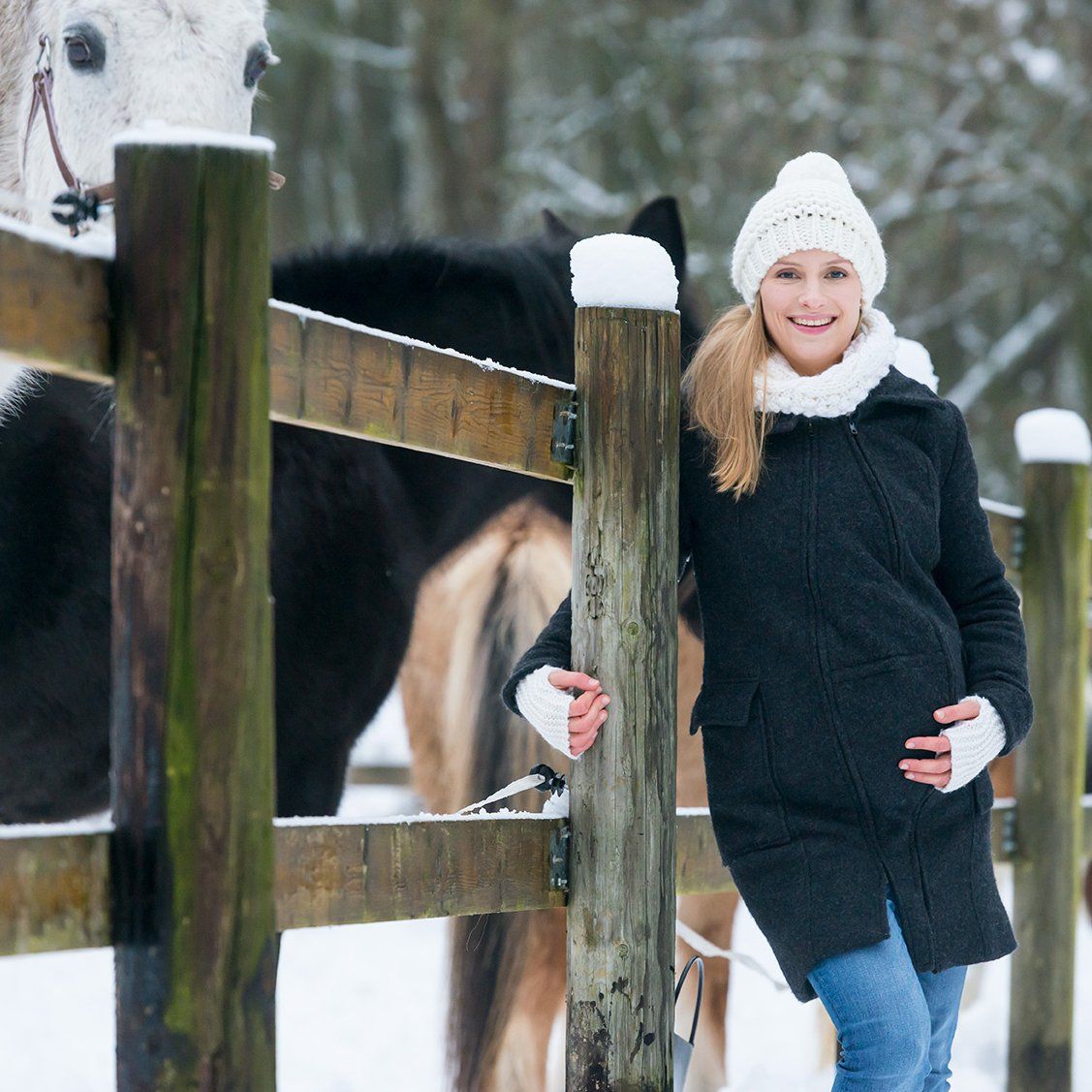 Mamalila 4in1 draag- en zwangerschapsjas ook voor rugdragen - Wol - Antraciet - Draagjas - MamaMilla
