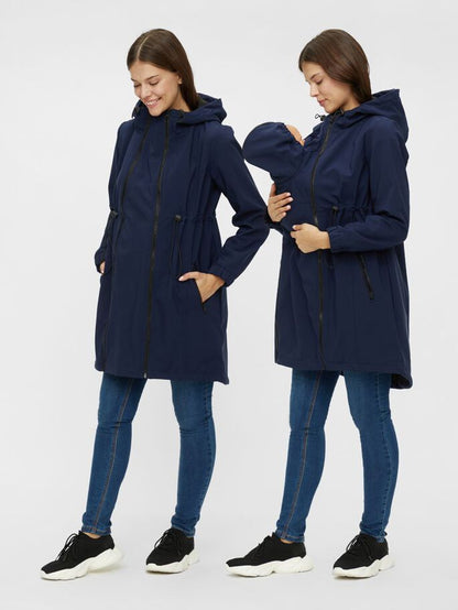 Mamalicious 3in1 softshell draag- en zwangerschapsjas - Donkerblauw - Draagjas - MamaMilla