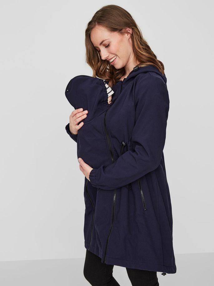 Mamalicious 3in1 softshell draag- en zwangerschapsjas - Donkerblauw - Draagjas - MamaMilla