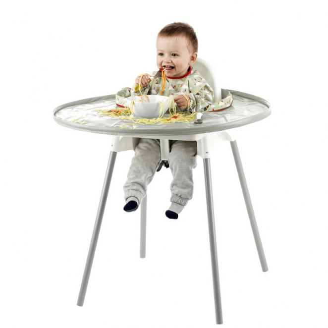Tidy Tot Slab en Dienblad - SET - Grijze Appels - Slab met mouwen - MamaMilla