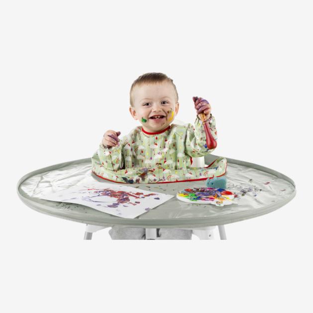 Tidy Tot Slab en Dienblad - SET - Grijze Appels - Slab met mouwen - MamaMilla