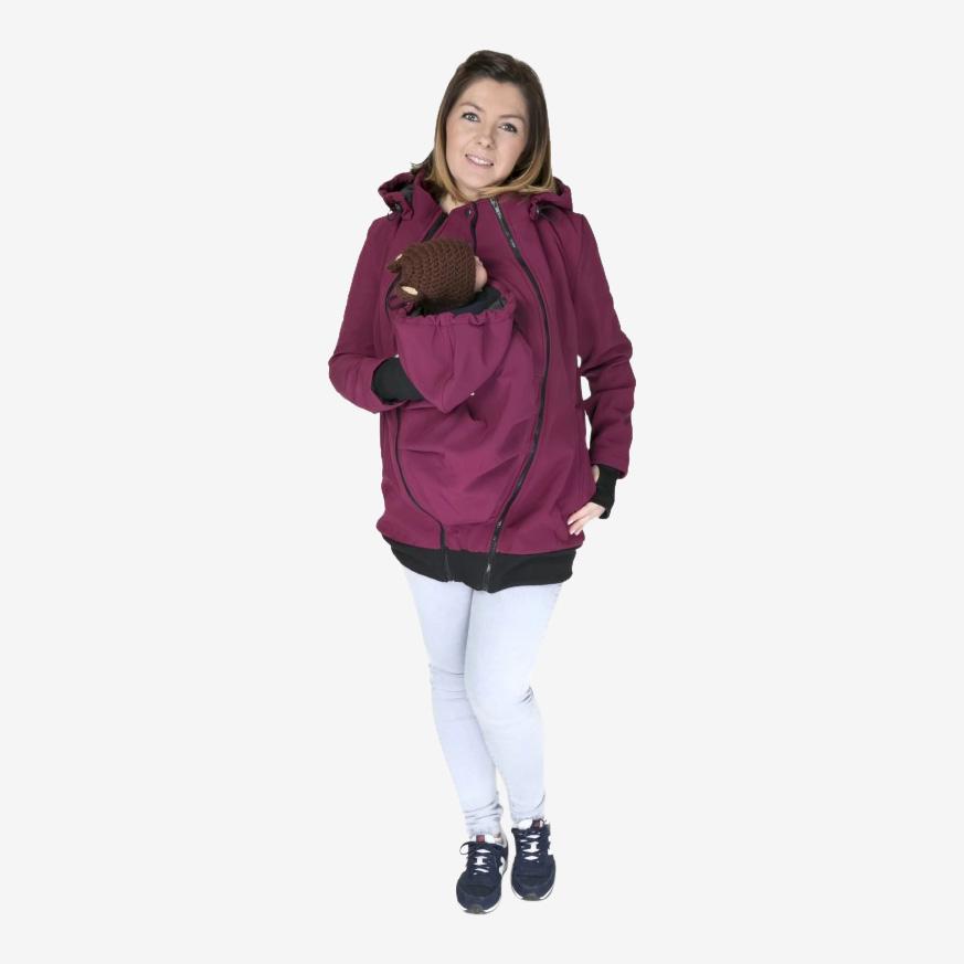 Fun2bemum 3in1 softshell draag- en zwangerschapsjas - Pruimkleurig - Draagjas - MamaMilla