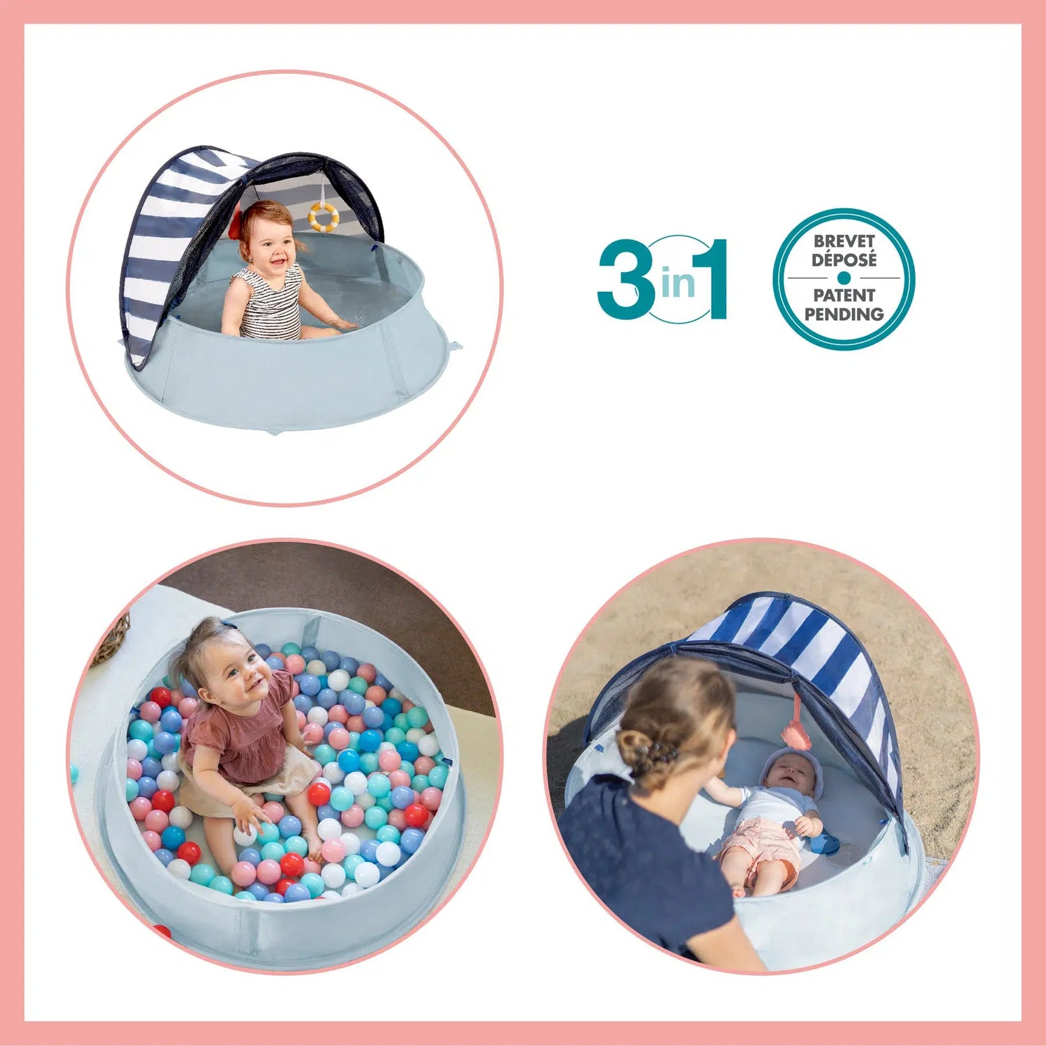 Babymoov 3in1 UV-tent - Mariniére Aquani - UV-tent - MamaMilla