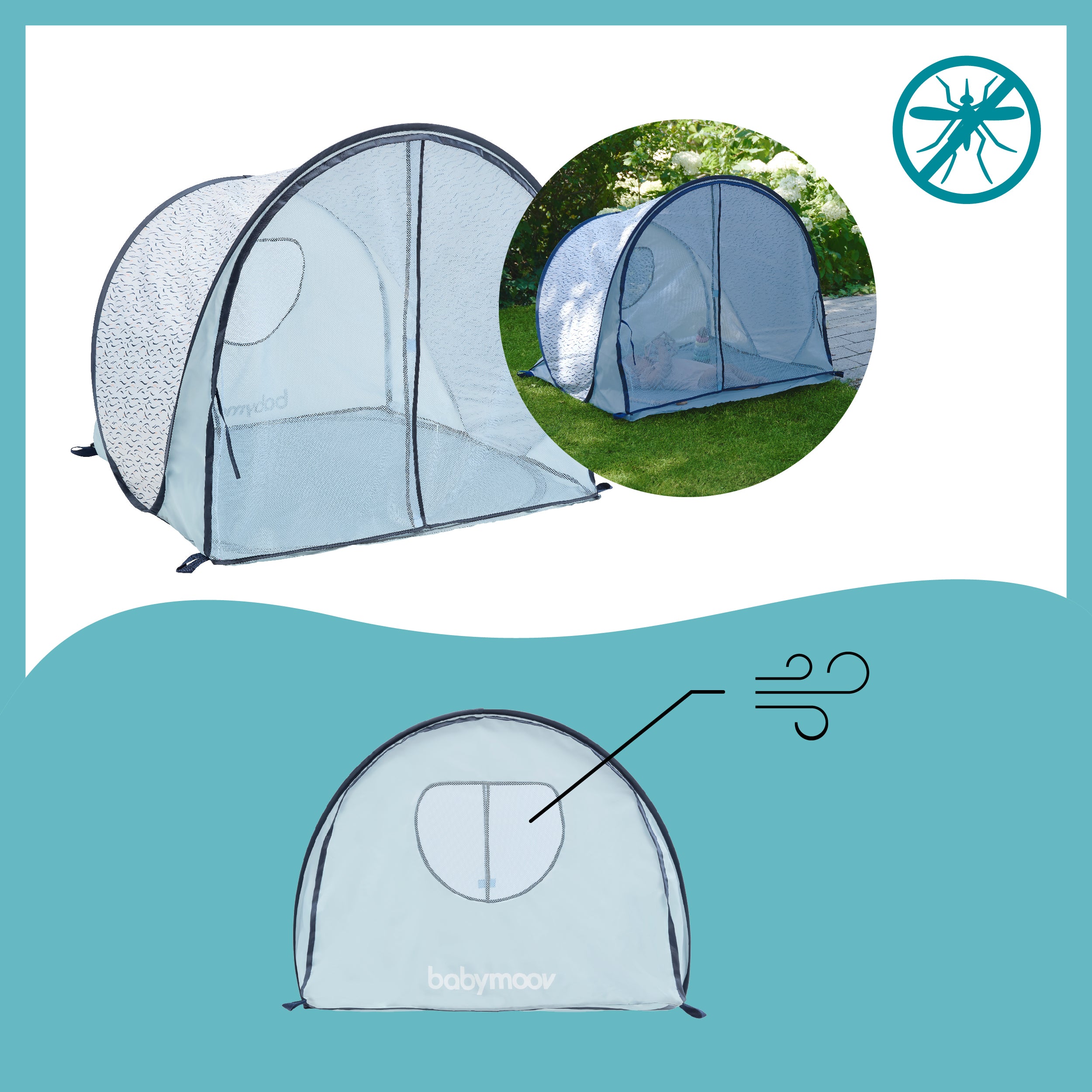 Babymoov UV-tent - Blauwe golven - UV-tent - MamaMilla