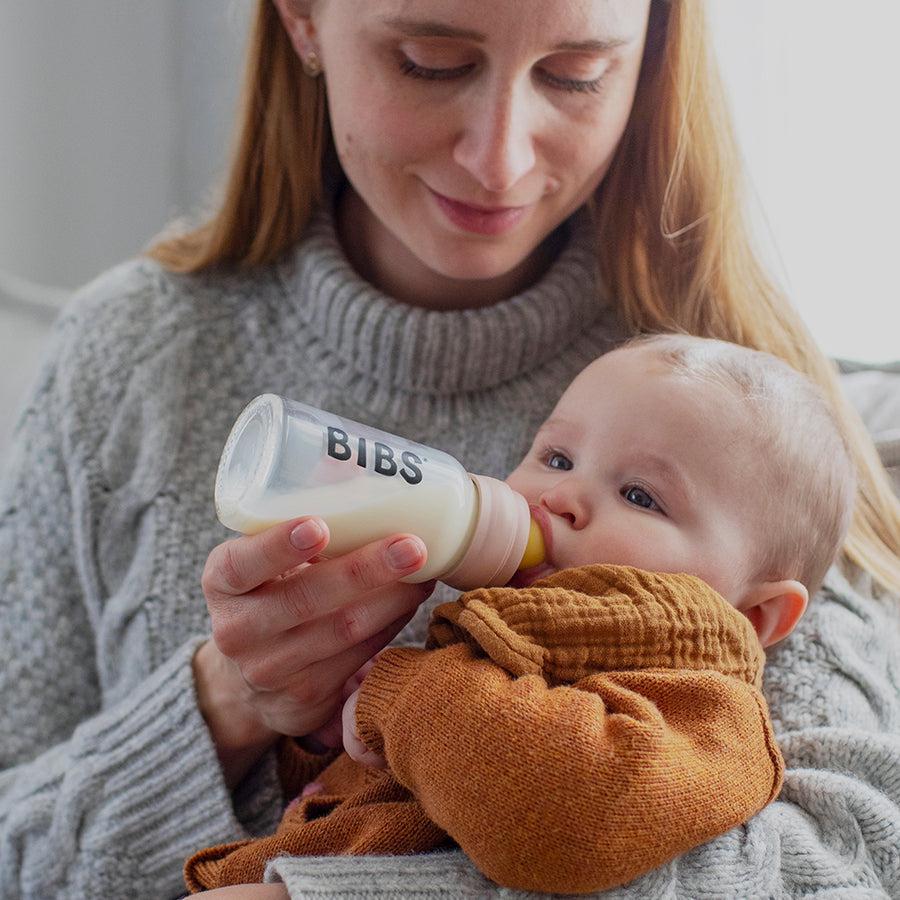 Bibs glazen babyfles - Latex - 110 ml. - Blush - Flesje baby - MamaMilla