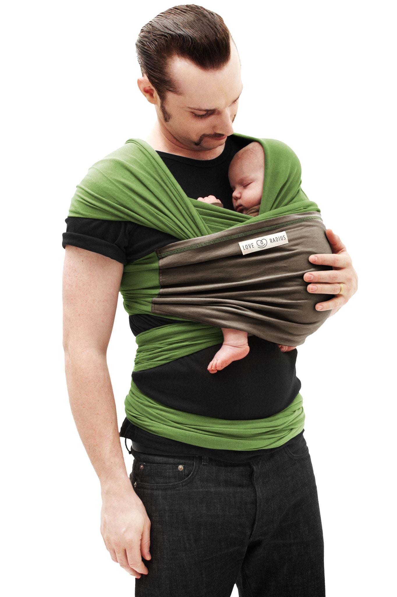 Love radius rekbare draagdoek origineel - Pistachie/Bruin - draagdoek - MamaMilla
