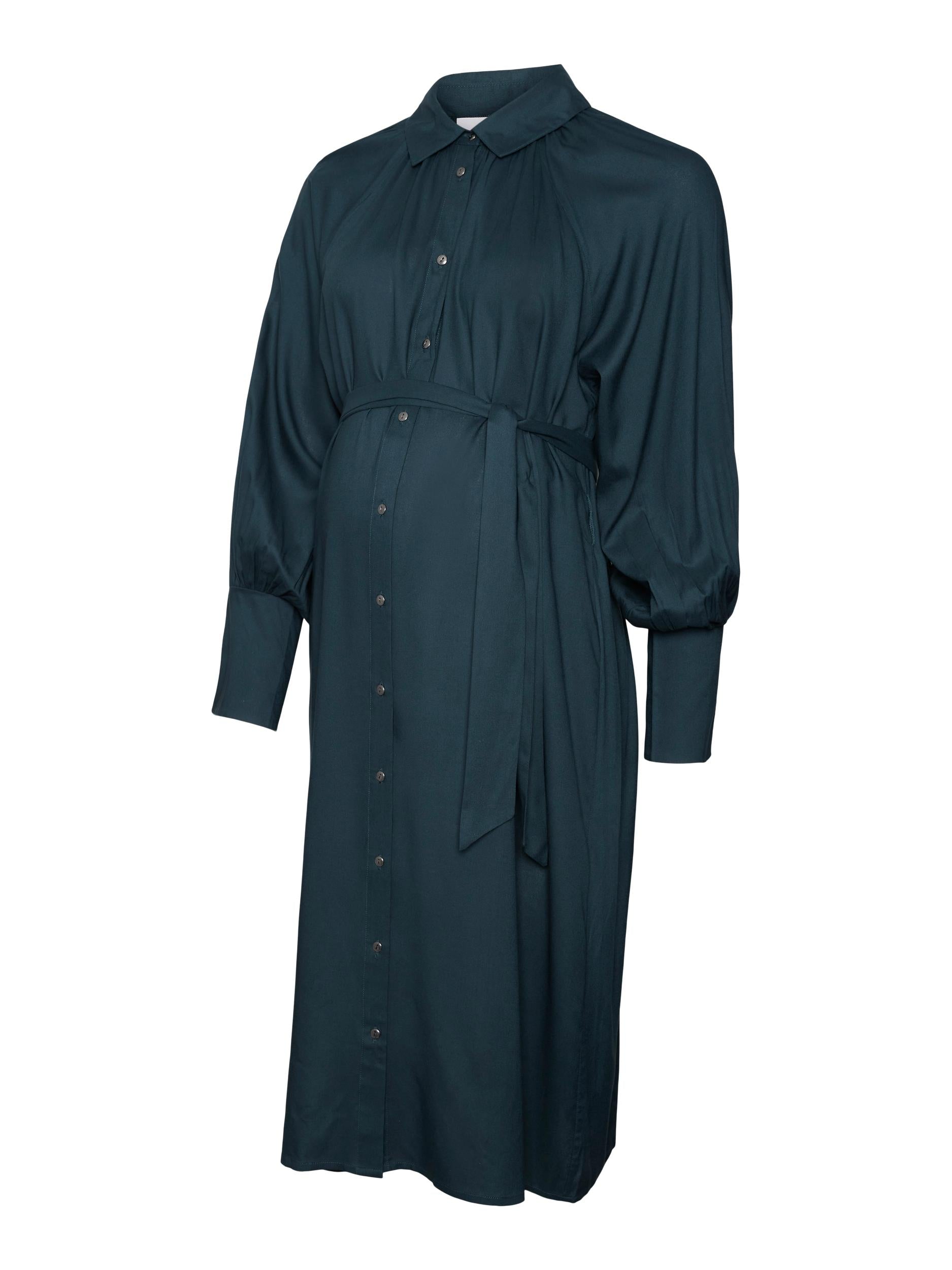 Mamalicious 2in1 midi overhemdjurk van viscose - Zwangerschapskleding - MamaMilla