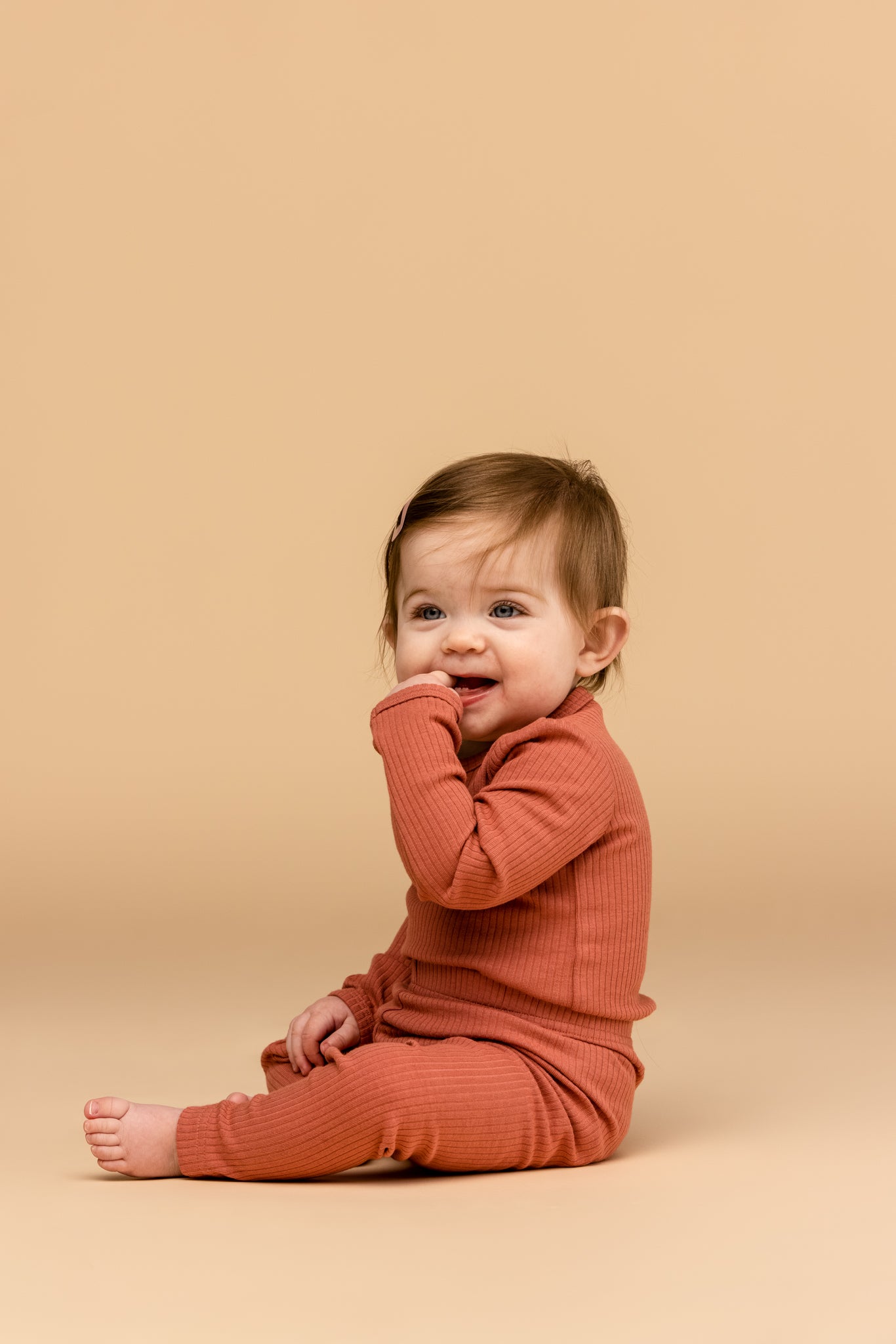 Zachte galerij Paula riblegging - Brick Dust - broek - MamaMilla