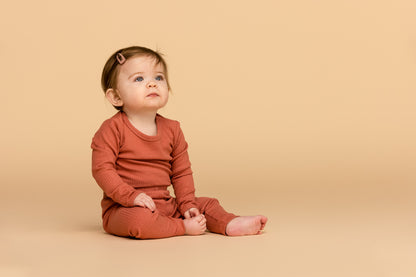 Zachte galerij Paula riblegging - Brick Dust - broek - MamaMilla