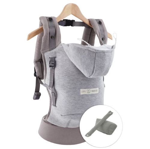 Love radius drager incl. babyinzetstuk - Hoodie draagzak - Lichtgrijs/Atletisch Grijs - draagzak - MamaMilla