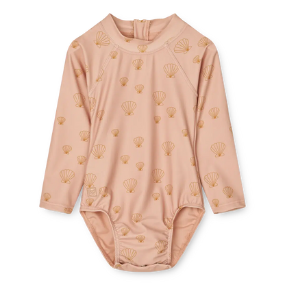 Liewood babyzwempak met lange mouwen - Badpak Maxime - Sea shell / Pale Toscane - Zwemkleding - MamaMilla