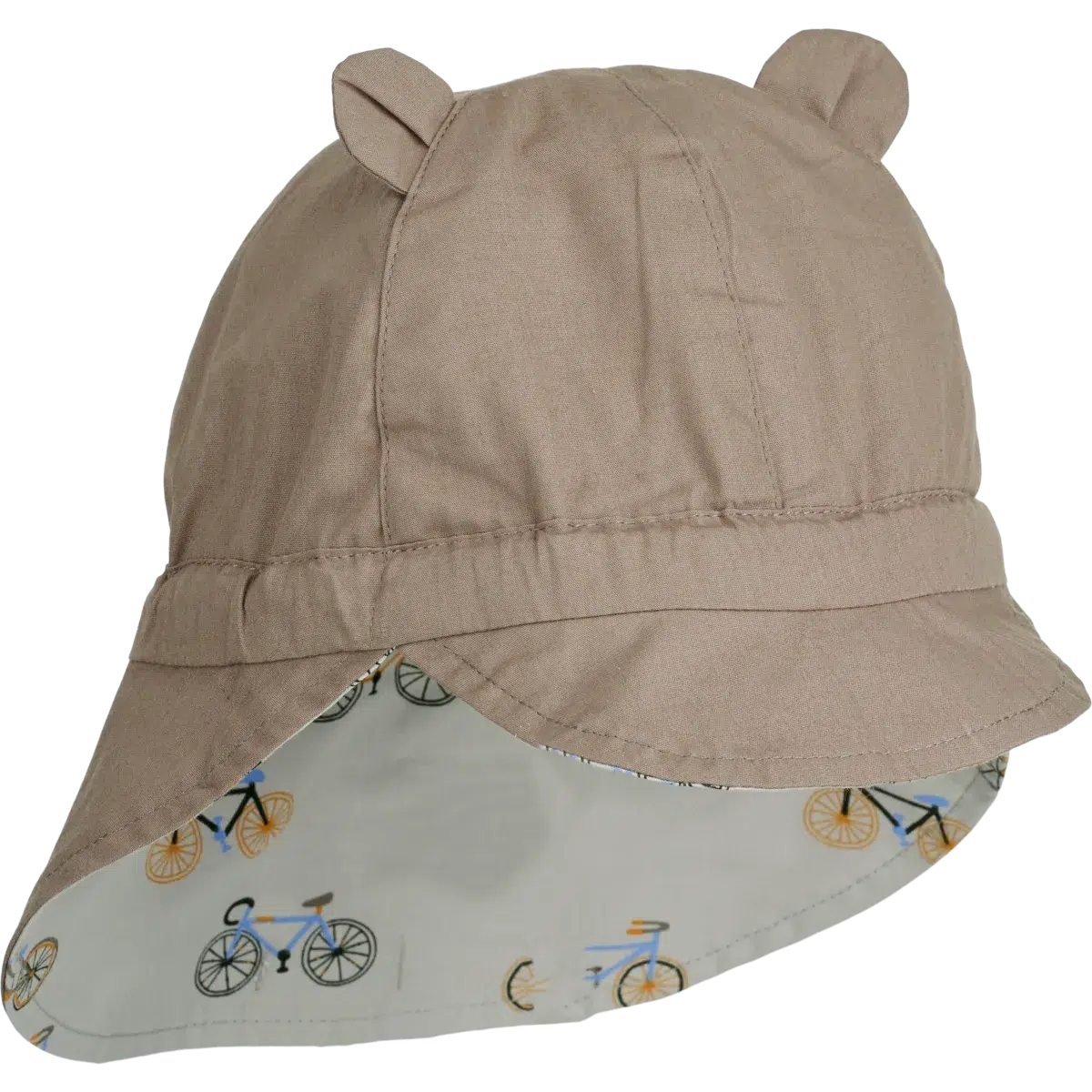 Liewood omkeerbare zonnehoed met kap en oor - Gorm - Fiets / Wolkenblauw - Zonnehoed - MamaMilla