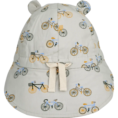 Liewood omkeerbare zonnehoed met kap en oor - Gorm - Fiets / Wolkenblauw - Zonnehoed - MamaMilla
