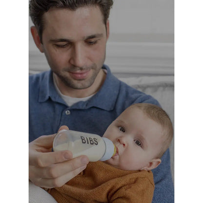 Bibs glazen babyfles - Latex - 110 ml. - Baby Blauw - Flesje baby - MamaMilla