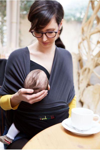 Love radius rekbare draagdoek origineel - Kolengrijs/Zwart - draagdoek - MamaMilla