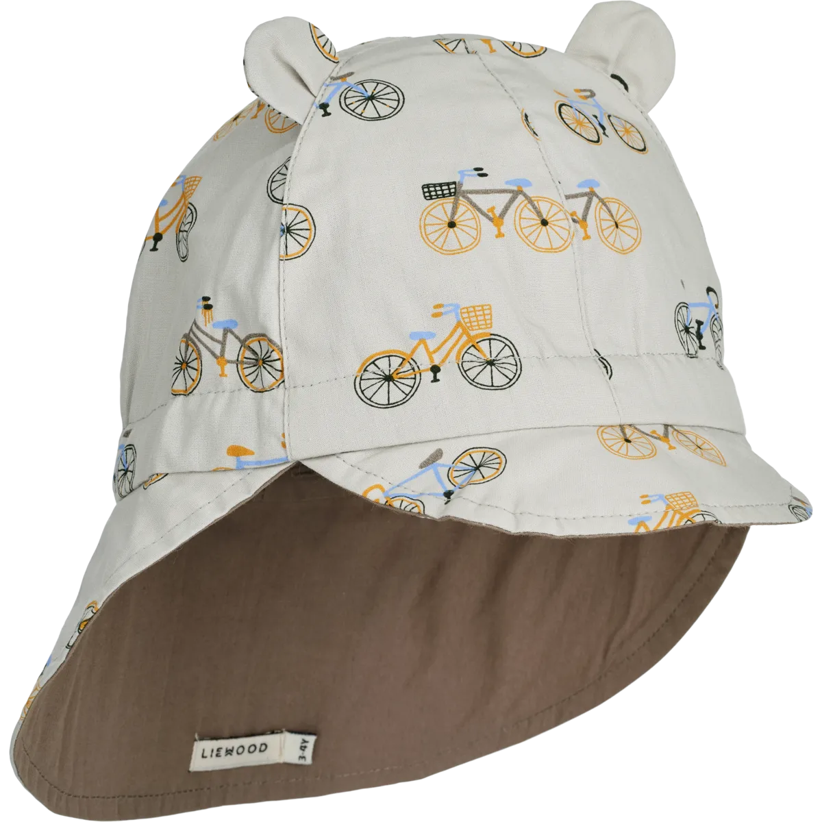 Liewood omkeerbare zonnehoed met kap en oor - Gorm - Fiets / Wolkenblauw - Zonnehoed - MamaMilla