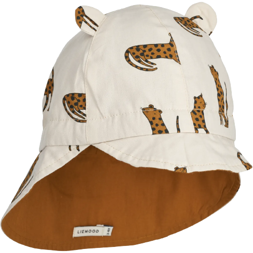 Liewood omkeerbare zonnehoed met rand en oor - Gorm - Leopard / Sandy - Zonnehoed - MamaMilla