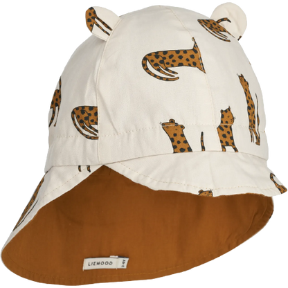 Liewood omkeerbare zonnehoed met rand en oor - Gorm - Leopard / Sandy - Zonnehoed - MamaMilla