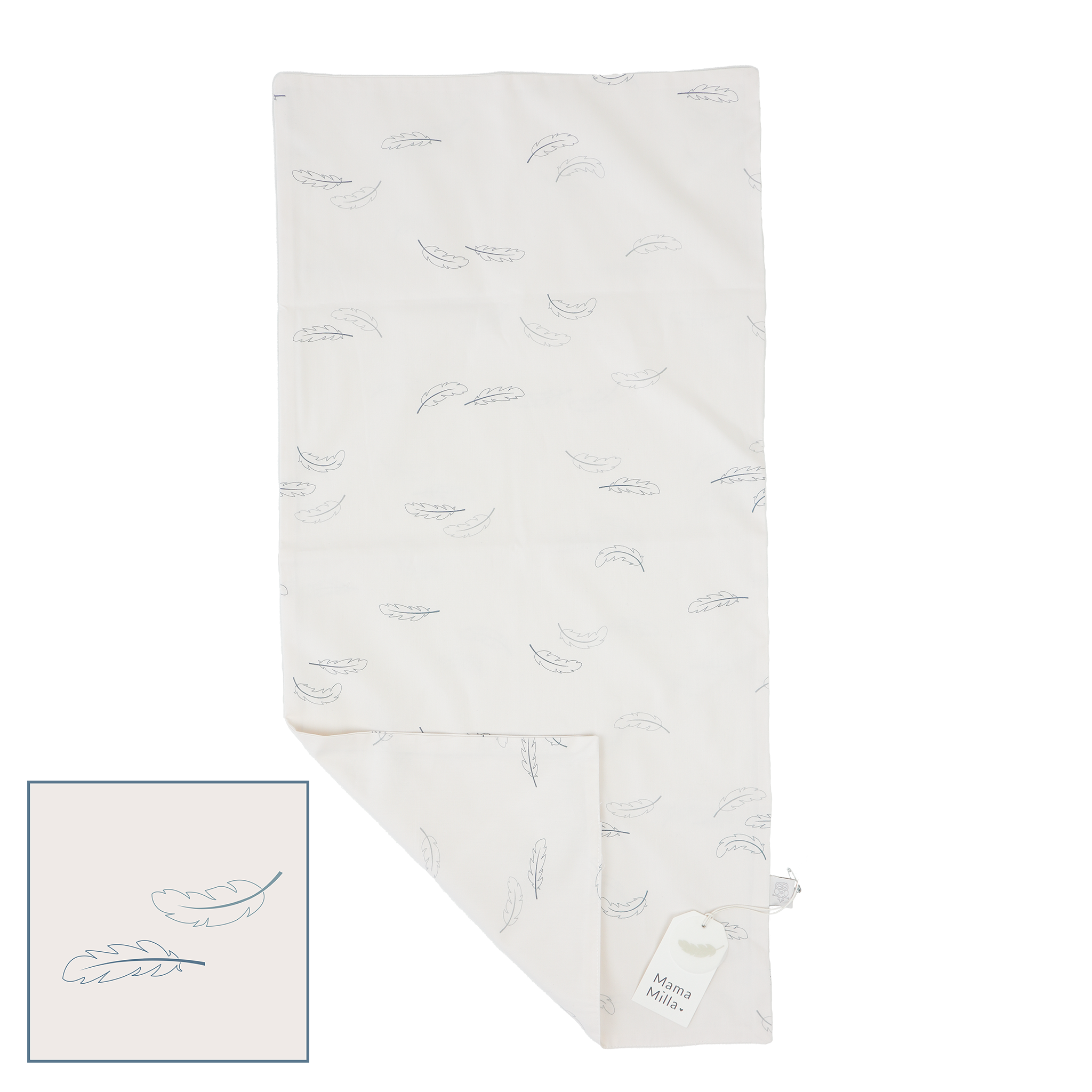 MamaMilla laken voor babynest - Blauwe veren - laken voor babynest - MamaMilla