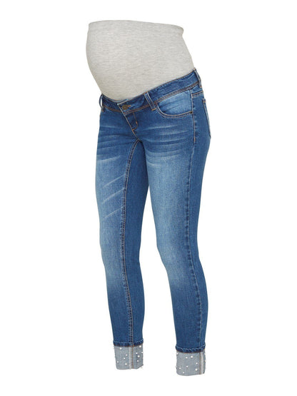 Mamalicious zwangerschapsjeans met parels - Denim - Zwangerschapskleding - MamaMilla