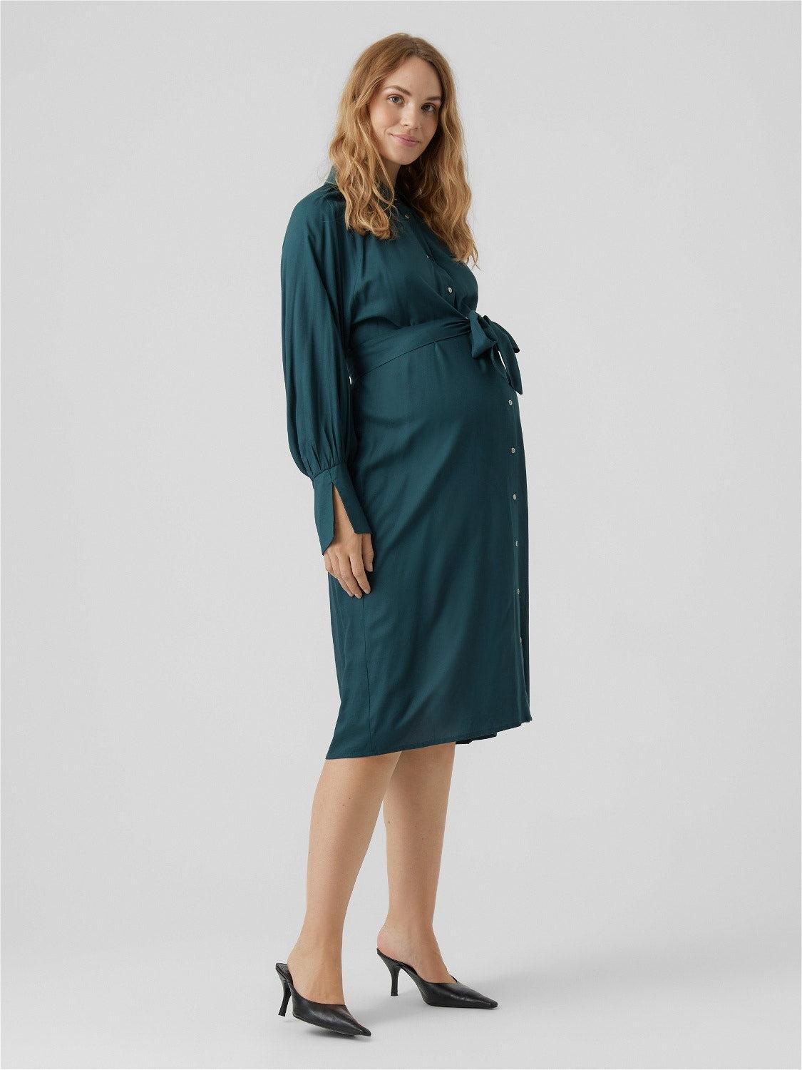 Mamalicious 2in1 midi overhemdjurk van viscose - Zwangerschapskleding - MamaMilla
