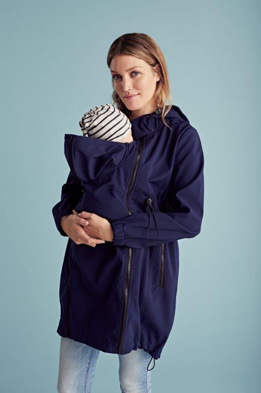 Mamalicious 3in1 softshell draag- en zwangerschapsjas - Donkerblauw - Draagjas - MamaMilla