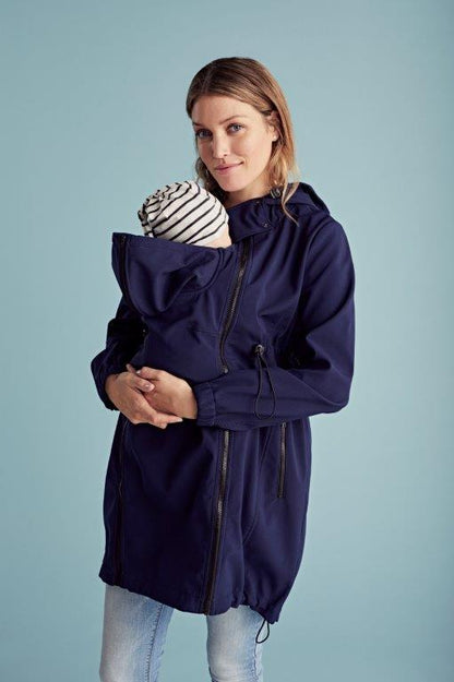 Mamalicious 3in1 softshell draag- en zwangerschapsjas - Donkerblauw - Draagjas - MamaMilla