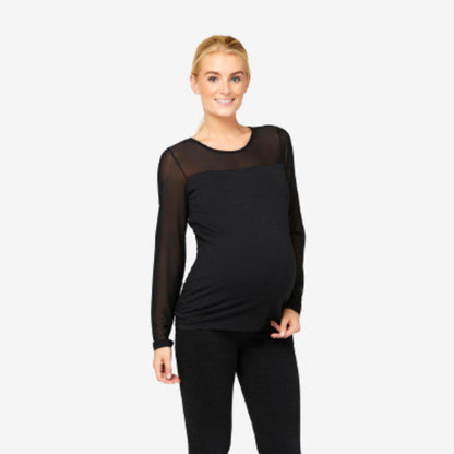 Mamalicious zwangerschapstop met chiffon - Zwart - zwangerschapskleding - MamaMilla