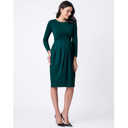 Seraphine zwangerschapsjurk met lange mouwen - Peachey - Emerald - Voedingskleding - MamaMilla