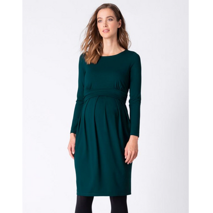 Seraphine zwangerschapsjurk met lange mouwen - Peachey - Emerald - Voedingskleding - MamaMilla