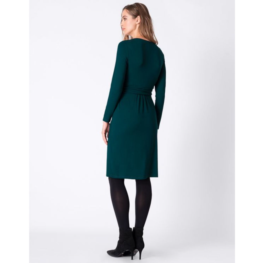 Seraphine zwangerschapsjurk met lange mouwen - Peachey - Emerald - Voedingskleding - MamaMilla