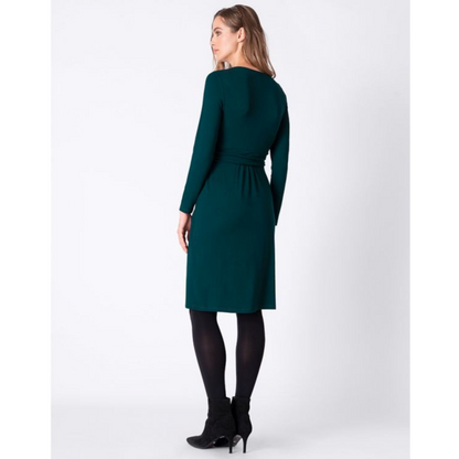 Seraphine zwangerschapsjurk met lange mouwen - Peachey - Emerald - Voedingskleding - MamaMilla