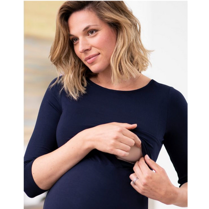 Seraphine wacht- en voedingsjurk - Una - Navy - Voedingskleding - MamaMilla