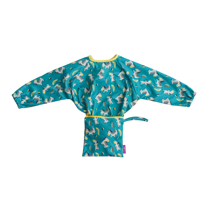 Tidy Tot Slab met Zuignap (lange mouwen) - Turquoise Zebra - Slab met mouwen - MamaMilla