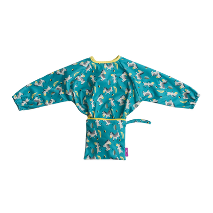 Tidy Tot Slab met Zuignap (lange mouwen) - Turquoise Zebra - Slab met mouwen - MamaMilla
