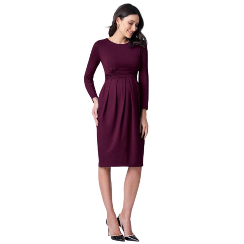 Seraphine zwangerschapsjurk met lange mouwen - Peachey - Burgundy - Voedingskleding - MamaMilla