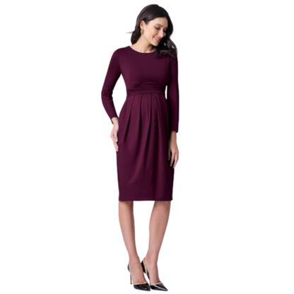 Seraphine zwangerschapsjurk met lange mouwen - Peachey - Burgundy - Voedingskleding - MamaMilla