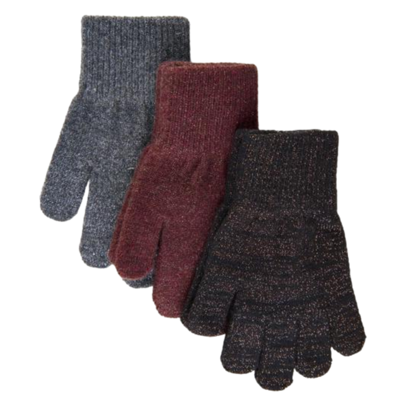Mikk-line magische gebreide wanten - set van 3 - Zwart - Glitter - Wanten - MamaMilla