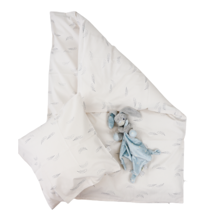 MamaMilla babybedje van biologisch katoen - Blauwe veren - Babybedje - MamaMilla