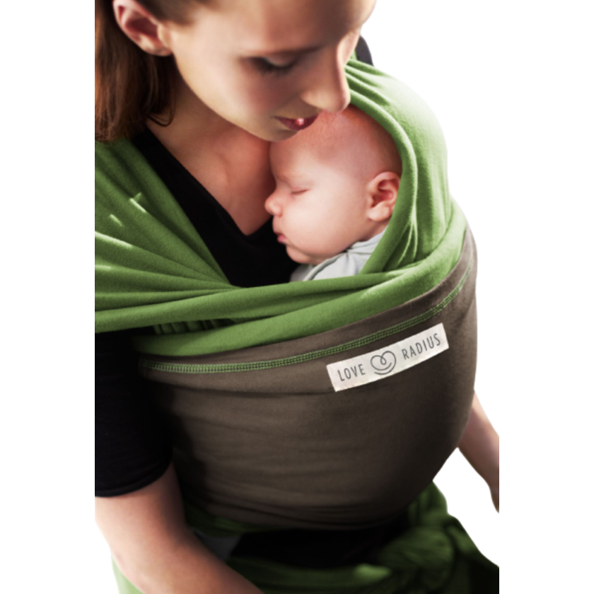 Love radius rekbare draagdoek origineel - Pistachie/Bruin - draagdoek - MamaMilla