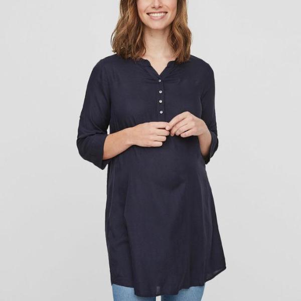 Mamalicious Geweven Tuniek - Donkerblauw - Zwangerschapskleding - MamaMilla