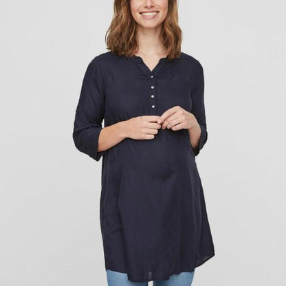 Mamalicious Geweven Tuniek - Donkerblauw - Zwangerschapskleding - MamaMilla