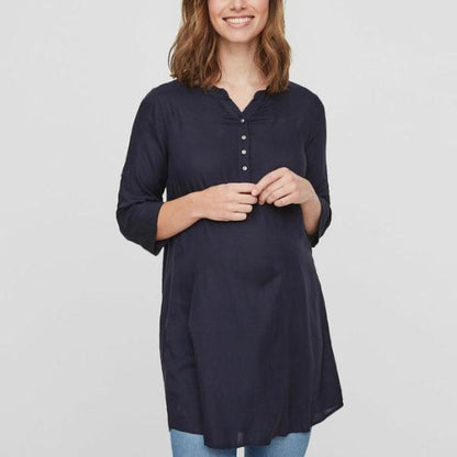 Mamalicious Geweven Tuniek - Donkerblauw - Zwangerschapskleding - MamaMilla